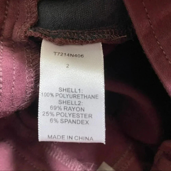 TART size 2‎ maroon faux leather front leggings pants - Picture 3 of 6